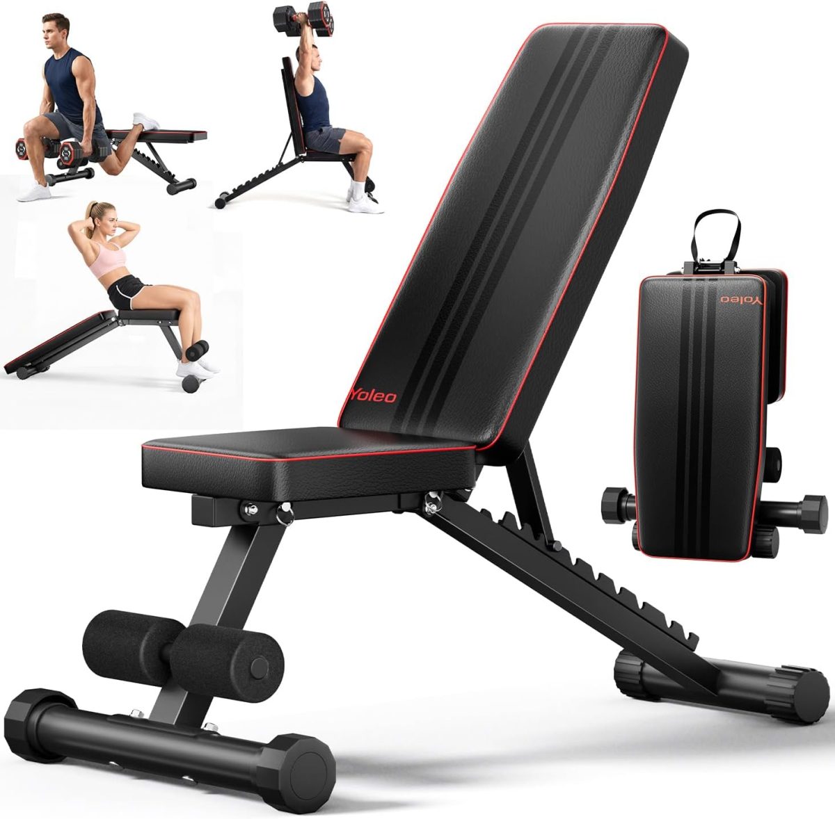 Banco de pesas plegable multifuncional con respaldo ajustable para abdominales